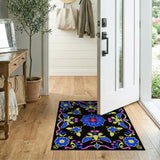 Vibrant Blue Floral Butterfly Area Rug