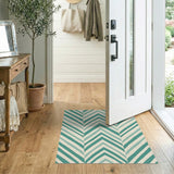 Teal Chevron Zigzag Geometric Area Rug