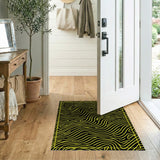 Bold Yellow Wavy Lines Black Area Rug