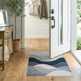 Abstract Grey Wave Layered Area Rug