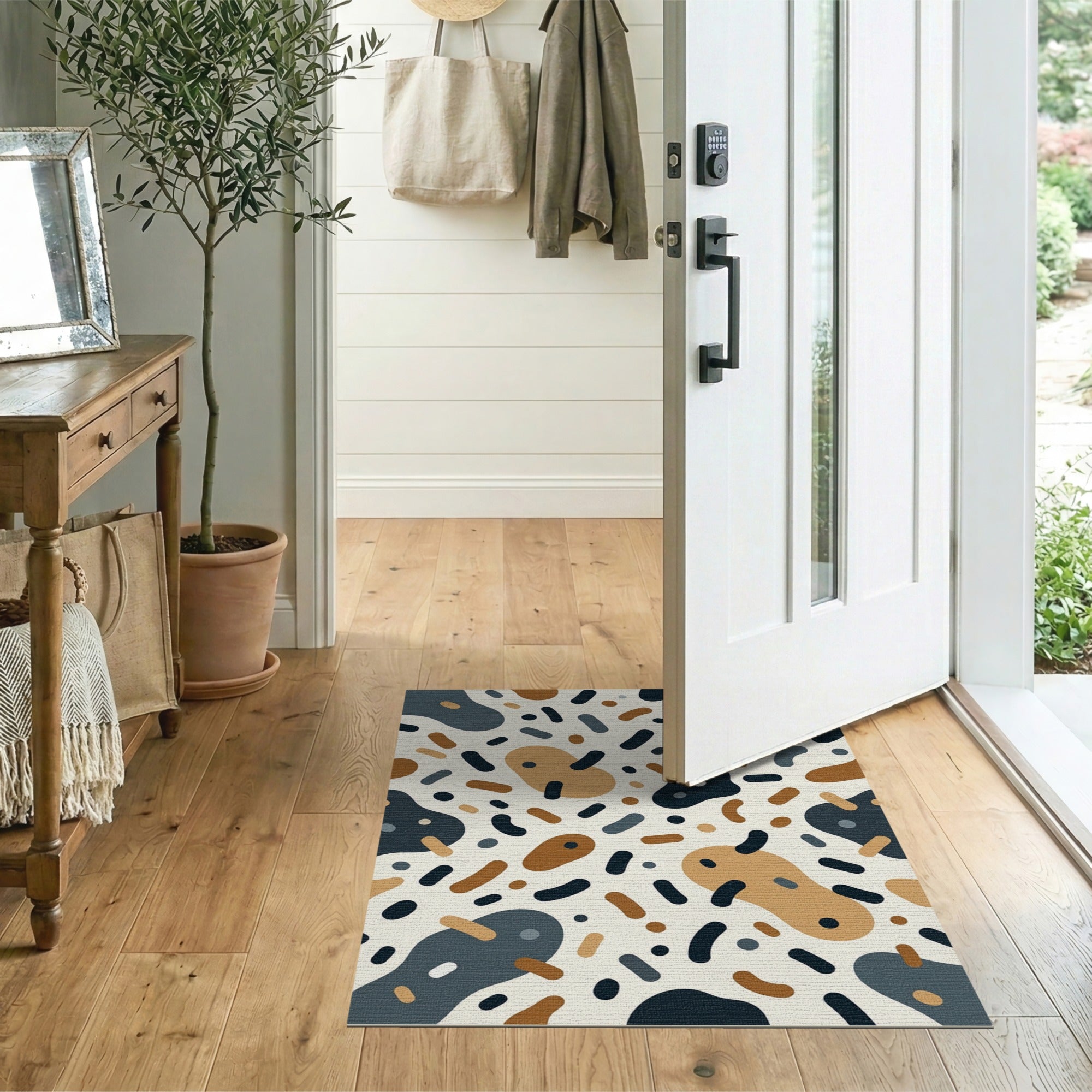 Modern Abstract Organic Shapes Area Rug