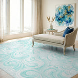 Blue and Teal Seashell Swirl Coastal Area Rug