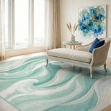 Teal Coastal Wave Area Rug