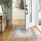 Beige and Neutral Ornate Beige Mandala Area Rug