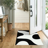 Black and White Wavy Black White Wavy Abstract Area Rug
