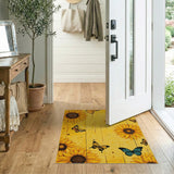 Sunflower Butterfly Yellow Barnwood Area Rug
