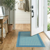 Blue Teal Lattice Geometric Area Rug