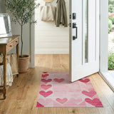 Ombre Hearts Pink Geometric Area Rug