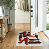 Bold Red Abstract Brush Stroke Area Rug