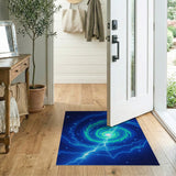 Cosmic Teal Lightning Vortex Area Rug
