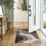 Grey Abstract Wavy Grey Area Rug
