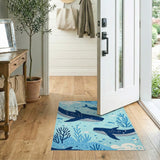 Playful Whale Ocean Kids Blue and Teal Area Rug