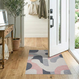 Abstract Geometric Grey Pink Area Rug