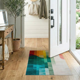 Vibrant Multi-Color Geometric Wave Area Rug