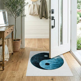 Yin Yang Velvet Round Rug Black Teal