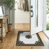 Ornate Black Gold Persian Medallion Rug