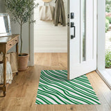 Dynamic Green Wavy Stripe Area Rug