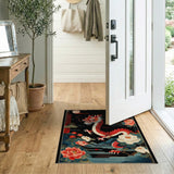 Majestic Red Dragon Peony Area Rug