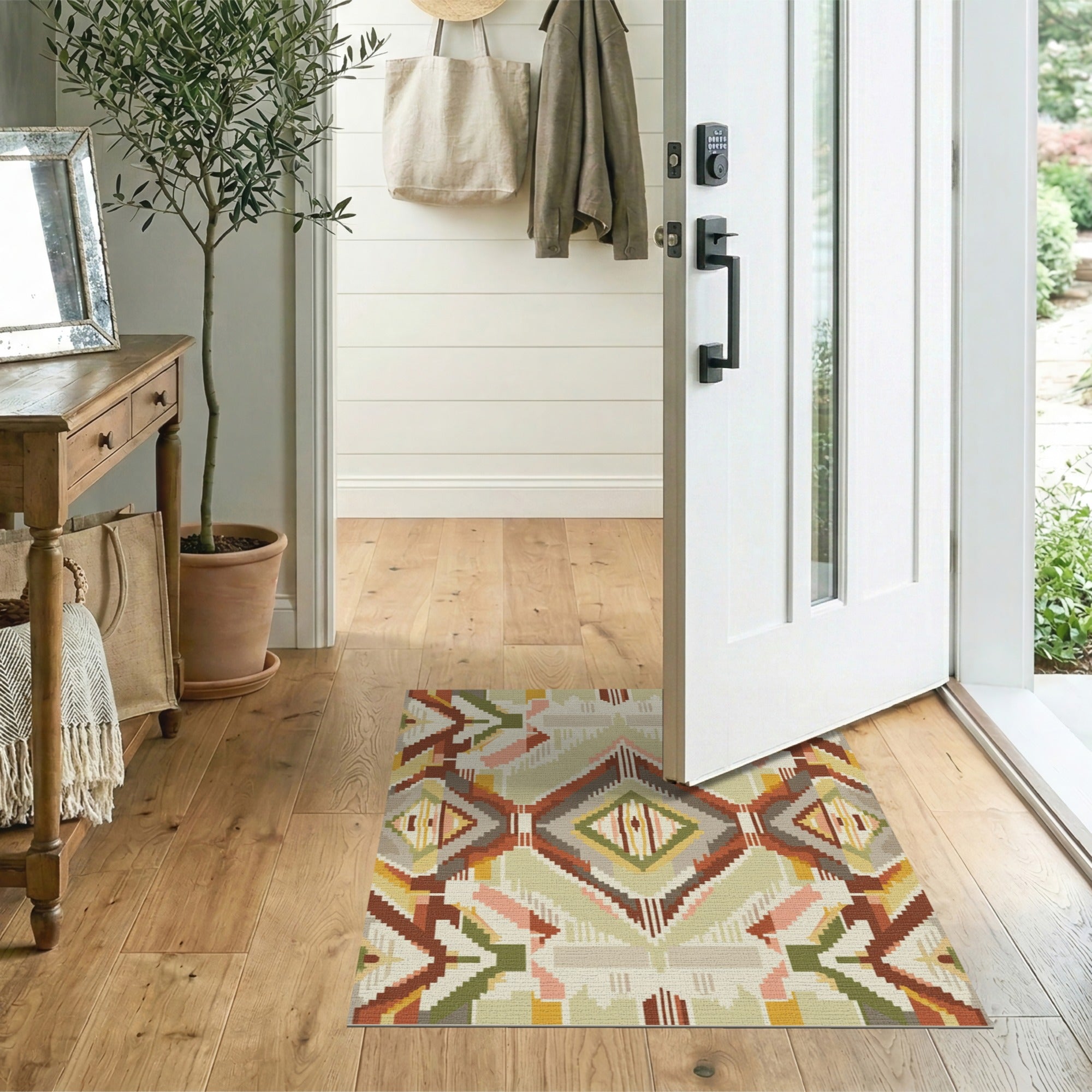 ODIKA Washable Southwestern Geometric Area Rug - Non-Slip Low Pile