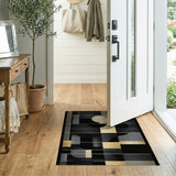 Gold Black Geometric Abstract Area Rug