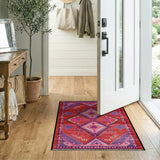 Vibrant Red Geometric Tribal Area Rug