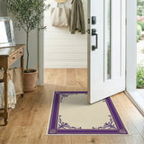 Purple Ornate Purple Floral Border Area Rug