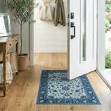 Blue Ivory Persian Floral Area Rug
