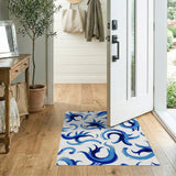 Abstract Blue Wave Coastal Area Rug