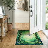 ODIKA Enchanted Forest Washable Area Rug - Non-Slip Low Pile Nature Carpet for Kids & Pets