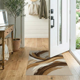 Abstract Area Sweeping Beige Brushstroke Abstract Area Rug