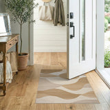 Beige and Neutral Beige Neutral Abstract Wave Area Rug