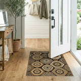 Brown Tan Heritage Tribal Geometric Hexagon Rug