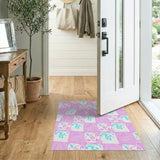 Pink Abstract Face Motif Area Rug