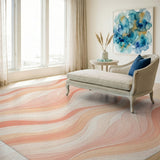 Orange Flowing Wave Abstract Area Rug