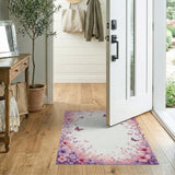 Pink Floral Butterfly Arch Area Rug