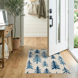 Brushstroke Blue Pine Tree Area Rug