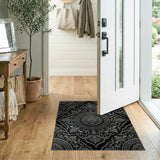 Ornate Black Silver Persian Area Rug