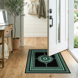 Teal Mandala Medallion Black Persian Area Rug