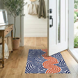 Abstract Navy Orange Wavy Line Area Rug