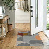 Modern Geometric Abstract Orange Grey Area Rug