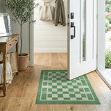 Green Checkerboard Geometric Area Rug