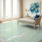 Blue and Teal Wave Coastal Area Rug