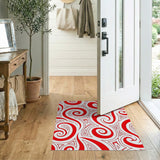 Bold Red Swirl Heritage Tribal Area Rug