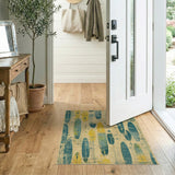 Vintage Teal Surfboard Distressed Area Rug