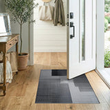 Black and White Modern Geometric Black White Area Rug