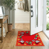 Festive Christmas Santa Elves Reindeer Kids Cartoon Rug