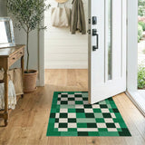 Emerald Green Checkerboard Geometric Area Rug