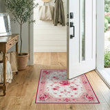 Elegant Pink Rose Floral Area Rug