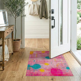 Vibrant Pink Teal Yellow Splatter Abstract Area Rug