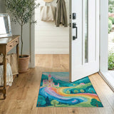Enchanted Pink Castle Rainbow Valley Kids Rug